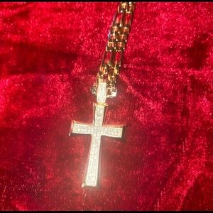 14KT SIMPLE FIGARO GOLD GP NECKCHAIN 24” PCE CROSS